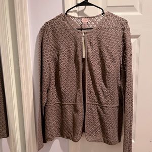 Chico’s Tidal Lace Jacket- Texas Taupe- Size 3